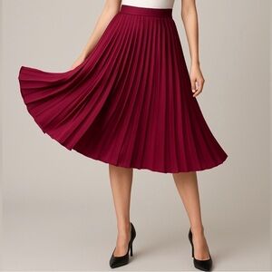 NWT J. Crew Burgundy Pleated A-line Skirt